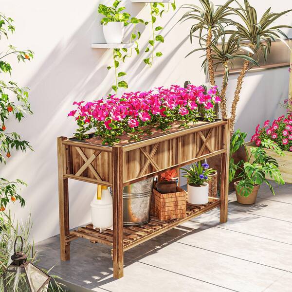Outsunny Raised Garden Bed, 44.1 x 18.5 x 8.5 in. Elevated Wood