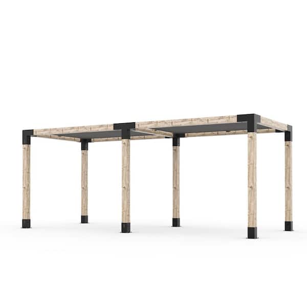 8 ft. x 20 ft. Double Pergola Kit with 2 Graphite Shade Sails, for 6x6 Wood