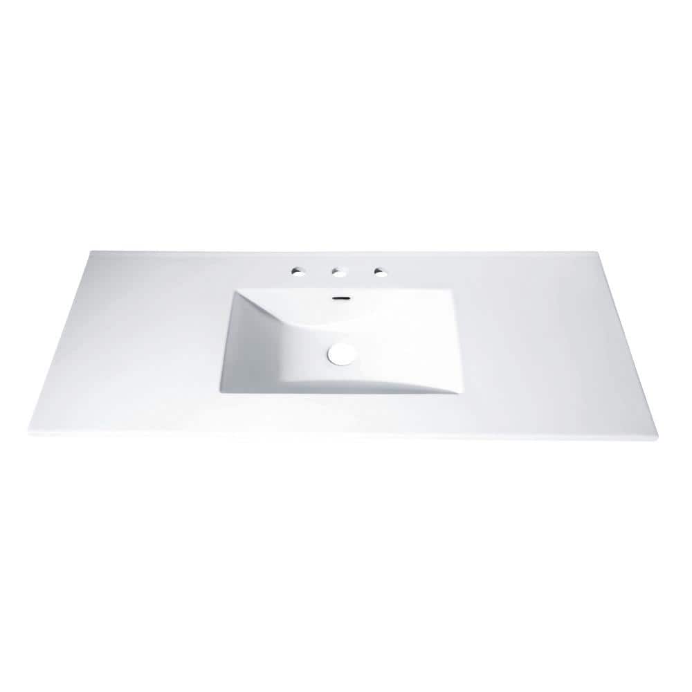 White Ceramic 49" Vanity Top with Integrated Basin