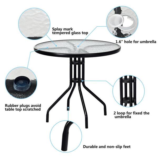 Angeles Home Round Metal Outdoor Picnic Table With Umbrella Hole Ck70 Op488 Round Metal Outdoor Picnic Table, Round Metal Outdoor Table Top