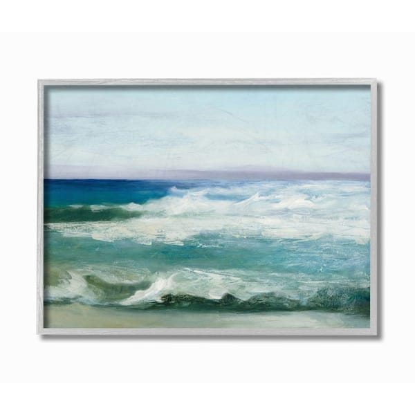 Stupell Industries "Abstract Waves Crashing Nautical Seascape Painting" by Julia Purinton Framed Abstract Wall Art Print 11 in. x 14 in.
