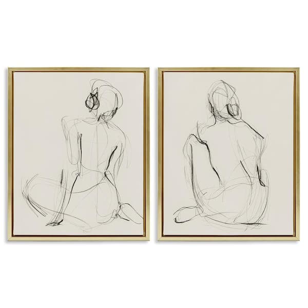 Stupell Industries Sitting Female Figure Drawing by Victoria