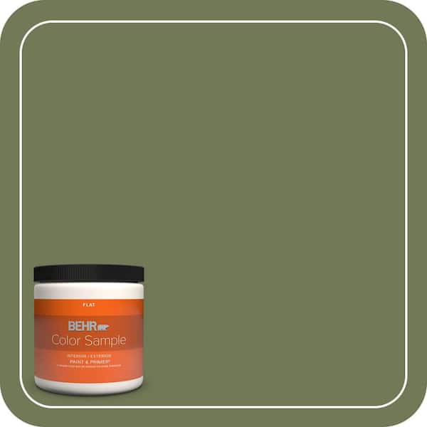 BEHR PREMIUM PLUS 8 oz. #BIC-56 Jalapeno Flat Interior/Exterior Paint & Primer Color Sample