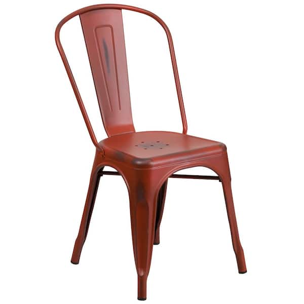 Carnegy Avenue Metal Outdoor Dining Chair in Kelly Red