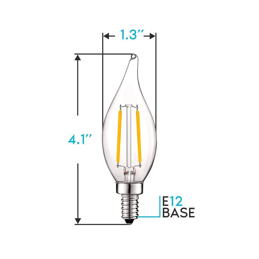 Dimmable Warm White LED Candelabra Light Bulbs, 24-Pack