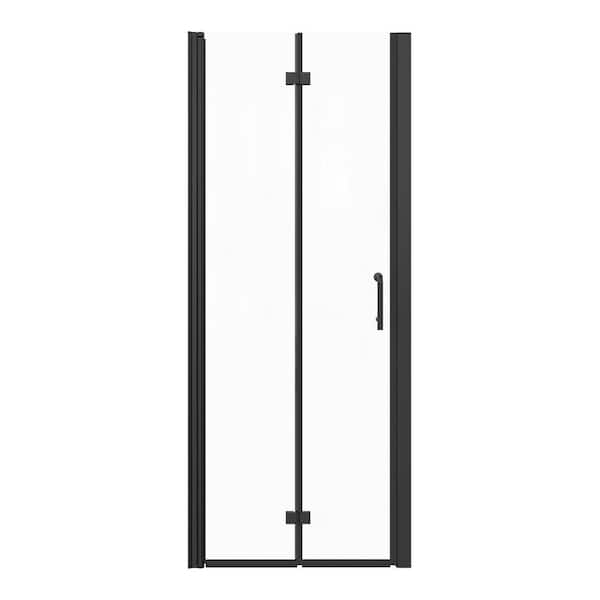 RAINLEX 32 in. to 33-3/8 in. W x 72 in. H Semi-Frameless Bi-Fold Shower Door in Matte Black Finish with Clear Glass