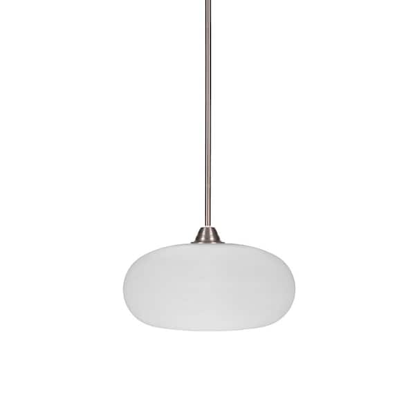 Unbranded Madison 100-Watt 1-Light Brushed Nickel Bowl Mini Pendant Light with Glass Shade