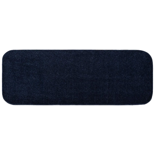 Sedona 22 in. x 60 in. Navy Blue Solid Color Plush Polypropylene Rectangle Bath Rug