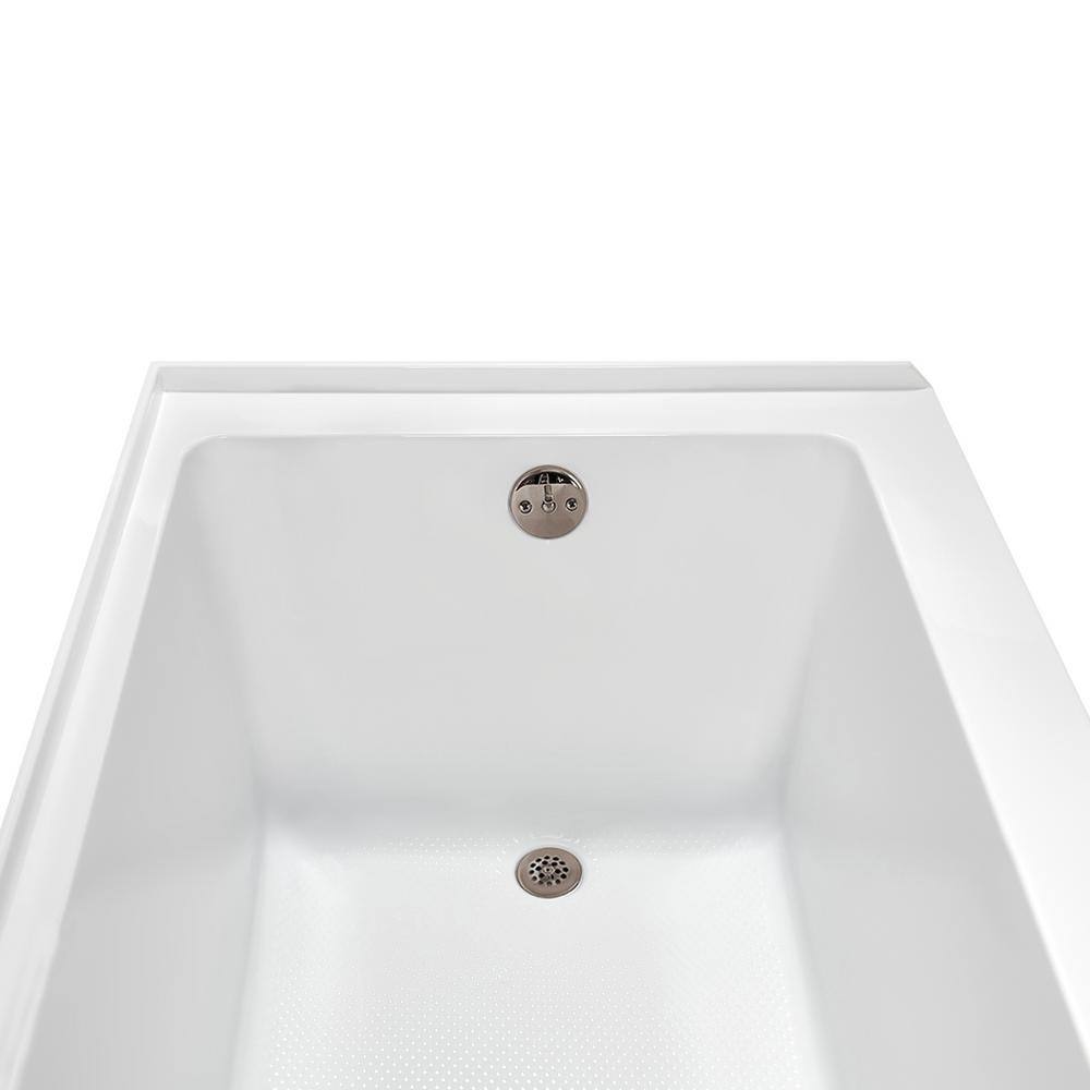 66" Glossy White Acrylic Alcove Bathtub with Right Drain