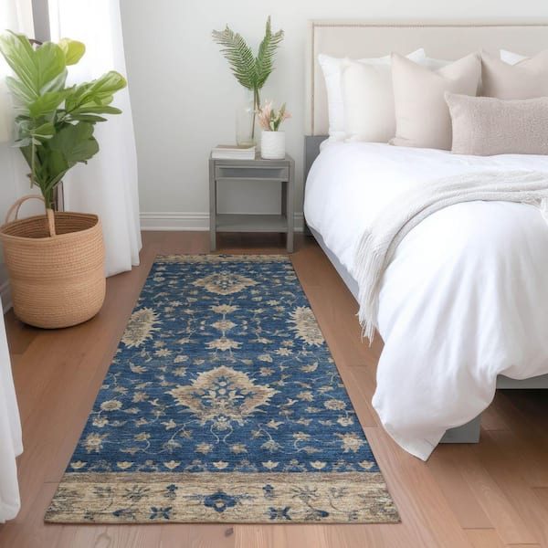Chantille Machine Washable Indoor/Outdoor Abstract ACN1739 Navy 2 ft. 3 in. x 7 ft. 6 in. Runner Rug