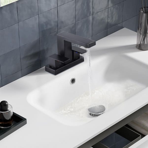 4 in. Centerset Deck Mounted 2-Handle Bathroom Faucet in Matte Black