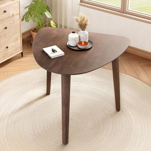 Kerwin Minimalist Modern 35.91 in. Brown Triangular Top Wood End Table, Side Table
