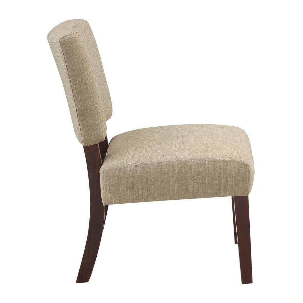 Jasmine Cream Fabric Side Chair with Espresso Wood Legs