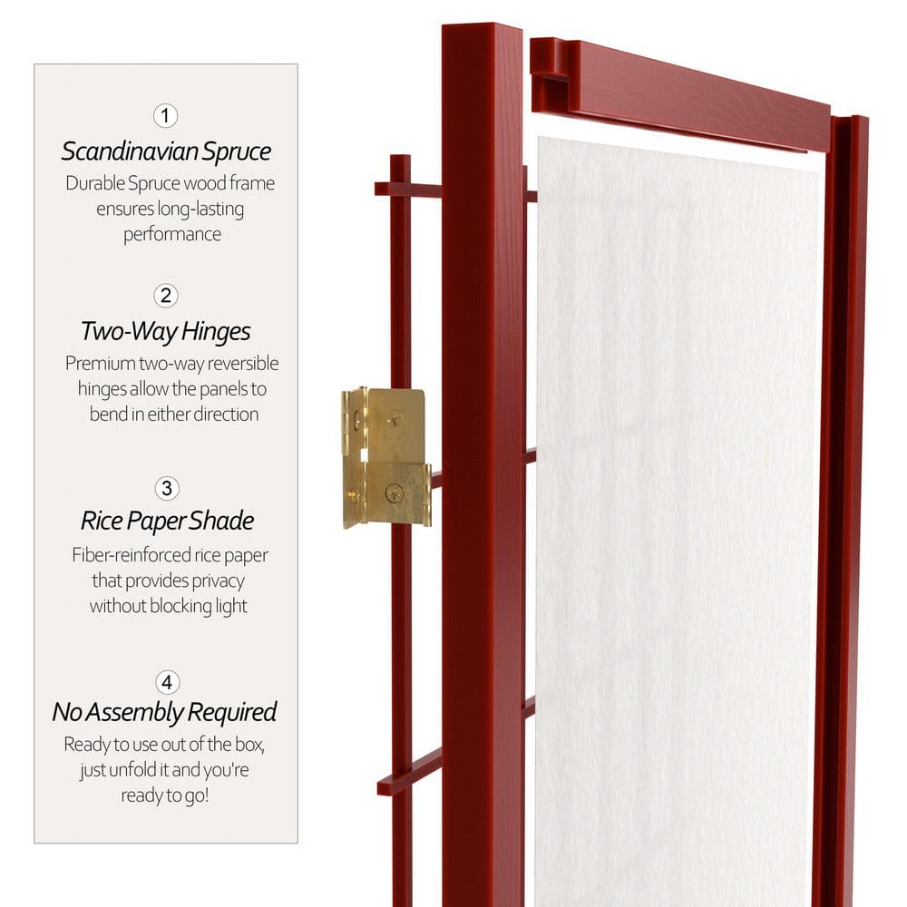 Rosewood 3-Panel Shoji Screen Room Divider
