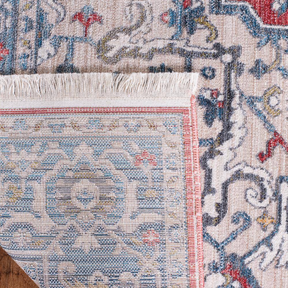 Vintage Red and Blue Floral Synthetic Runner Rug