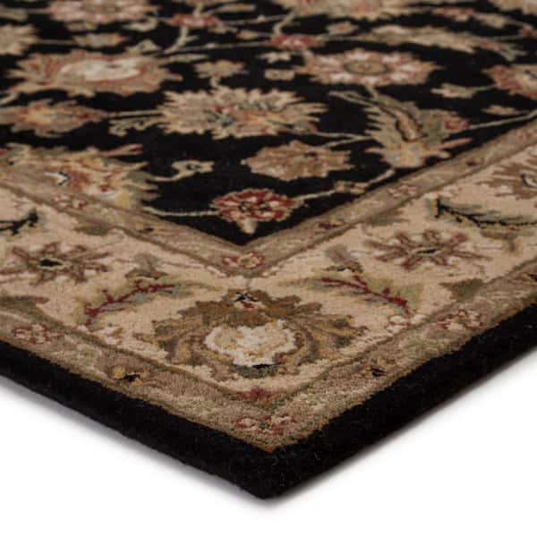 Jet Black 3 ft. x 6 ft. Oriental Runner Rug