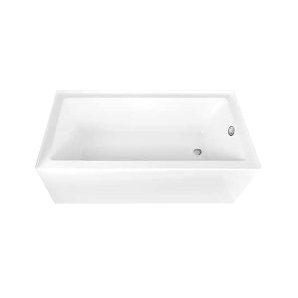 Aqua Eden 66 in. x 32 in. Acrylic Rectangular Alcove Soaking Bathtub with Right Drain in Glossy White/Brushed Nickel