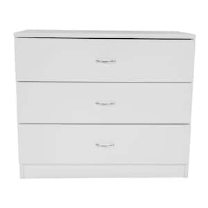 3-Drawer White Wood Chest of Drawers 26 in. W x 22 in. H
