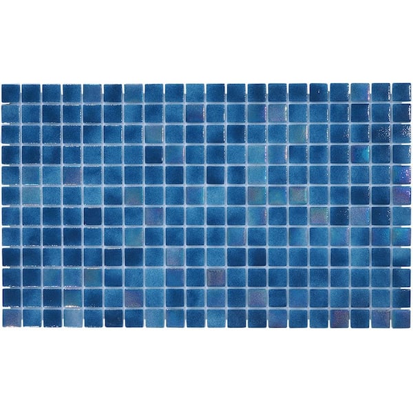 6 in. x 6 in. Eternal Blue Glass Tile Love Wall and Floor Tile 0.25 sq. ft. Sample