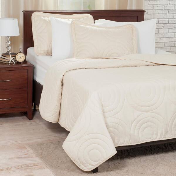 Lavish Home Embossed Ivory Solid Twin Quilt