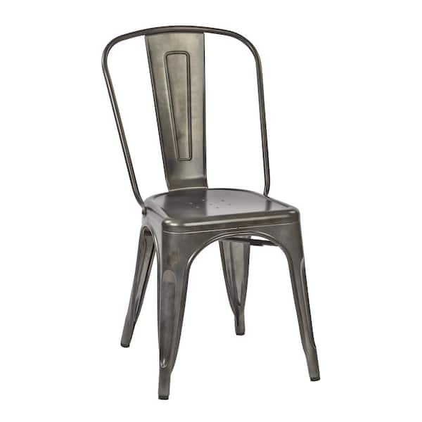 Office Star Products Bristow Matte Galvanized Armless Metal Chair (4-Pack)