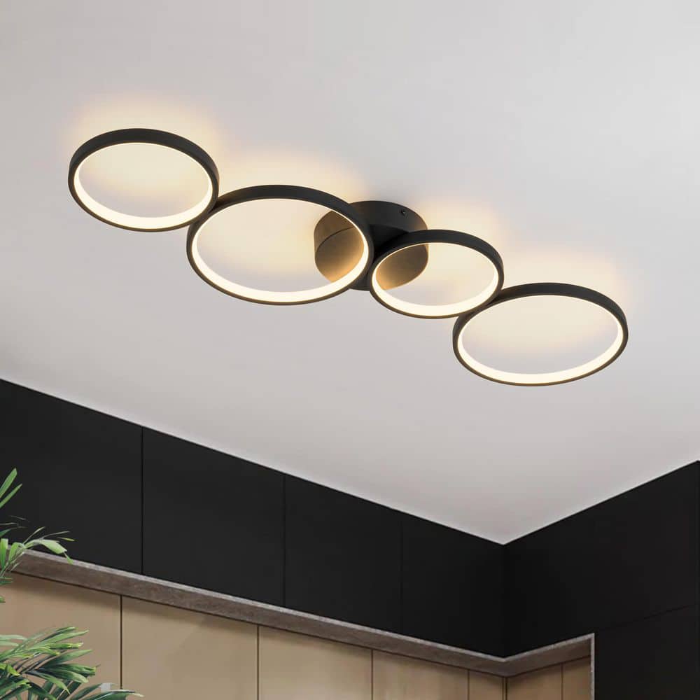 Lumin 1-Light 35 in.W Black Integrated LED Flush Mount Ring Ceiling Light for Living Room price history on PriceWatchPro