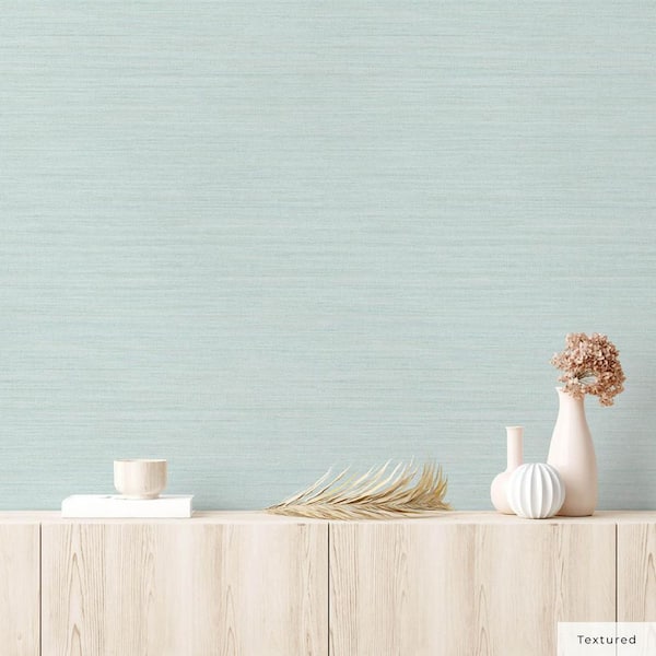 Seaglass Faux Horizontal Grasscloth Vinyl Peel and Stick Textured Wallpaper Roll (Covers 56 sq. ft.)