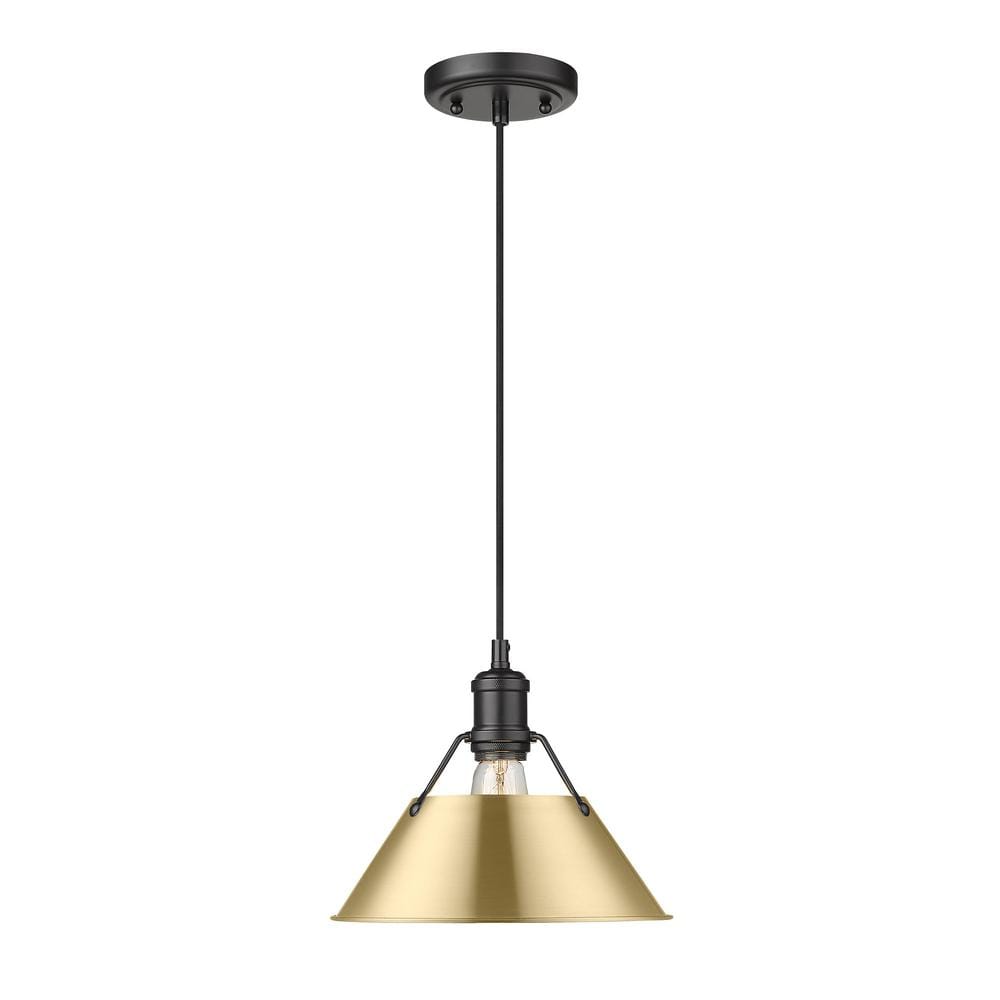 Orwell 100-Watt 1-Light Matte Black and Brushed Champagne Bronze Pendant Light price history on PriceWatchPro