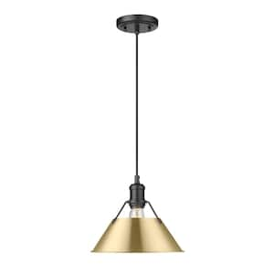 Orwell 100-Watt 1-Light Matte Black and Brushed Champagne Bronze Pendant Light