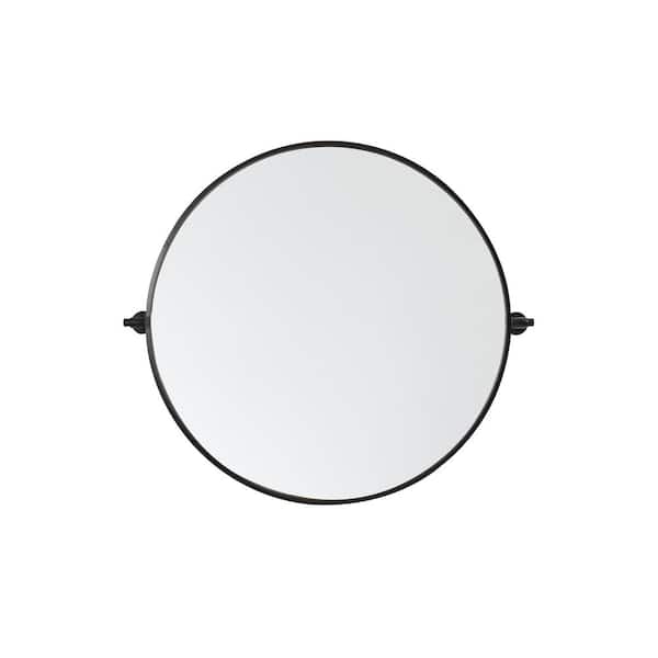 Unbranded Timeless Home 30 in. W x 30 in. H Aluminum Black Pivot Mirror