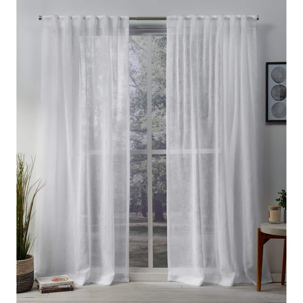 Exclusive Home Curtains Winter White Linen Back Tab Sheer Curtain 50 In W X 108 In L Set Of 2 Eh8324 04 2 108h The Home Depot