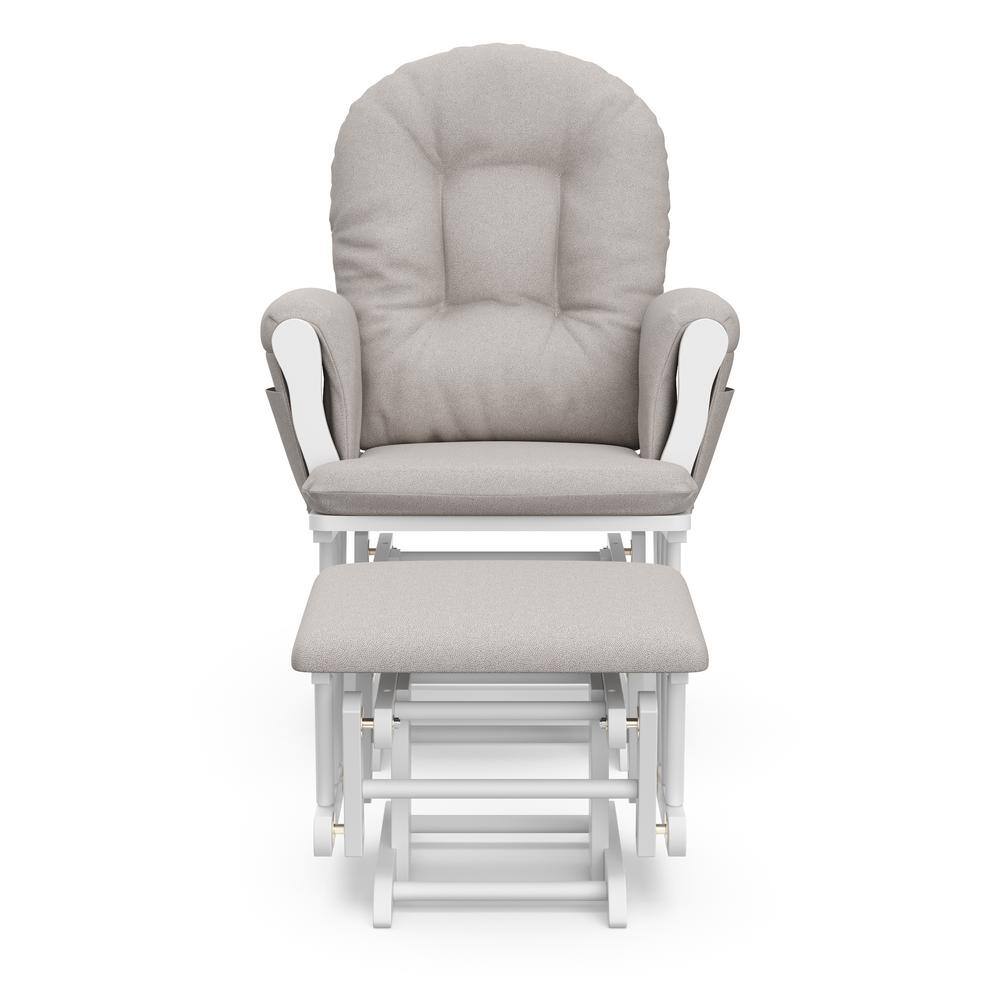 White and Taupe Swirl Glider with Ottoman Set