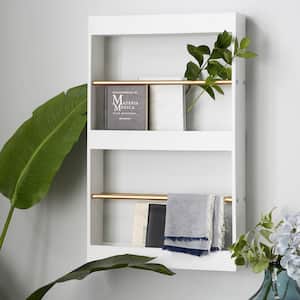 20 in. x 34 in. Gold Metal and MDF Contemporary Wall Shelf