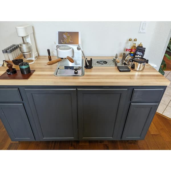4 ft. L x 36 in. D x 1.5 in. T Finished Maple Solid Wood Butcher Block Countertop Island With Square Edge