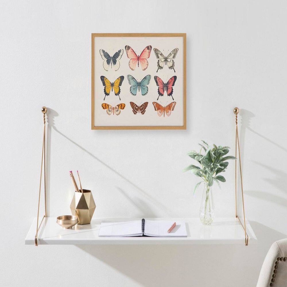 Gold Framed Vintage Style Butterfly Print Wall Art, 16 x 12