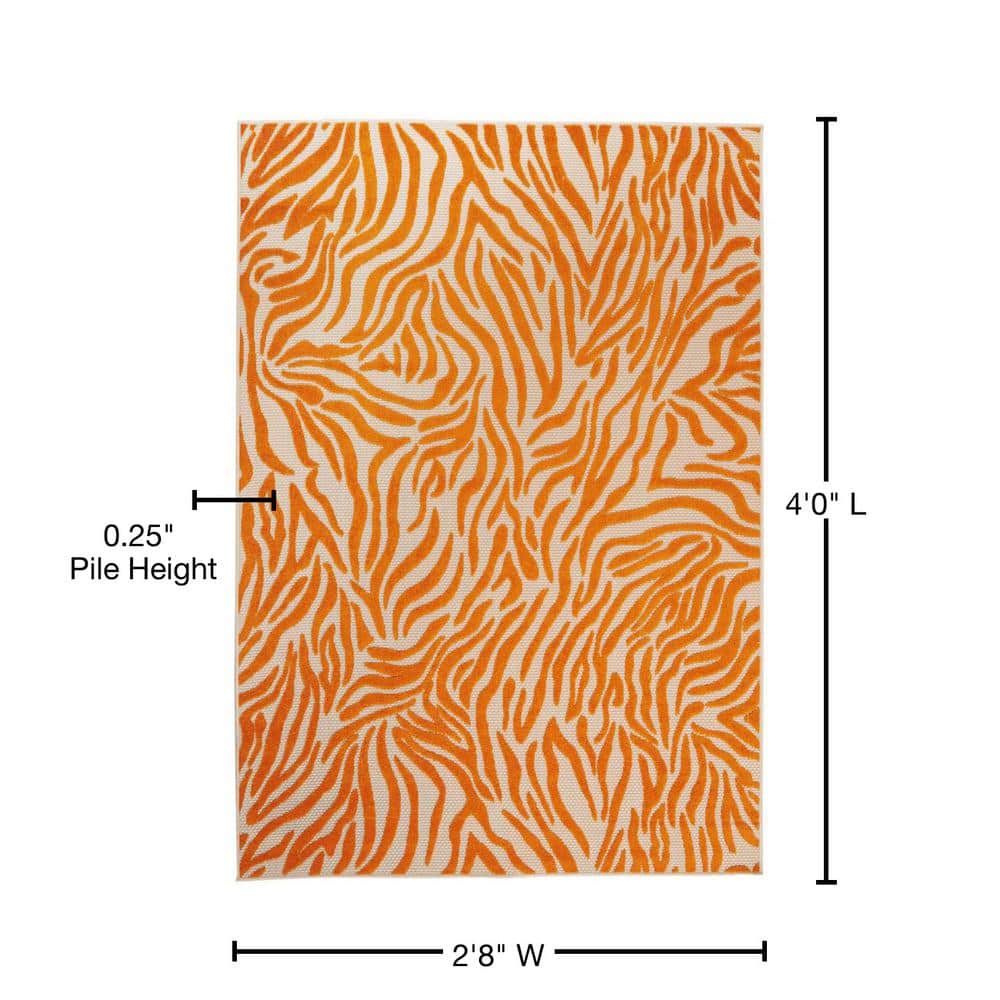 Sunlit Zebra Orange 5' x 7' Reversible Outdoor Area Rug