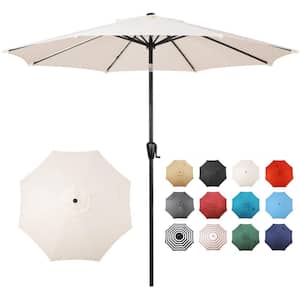 9 ft. Round 8-Rib Steel Market Patio Umbrella in Creamy Beige