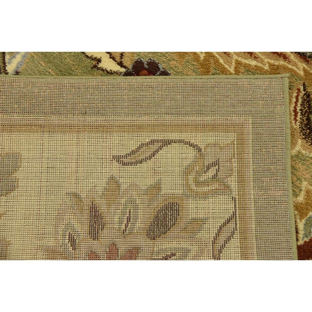 Green and Beige Rectangular Synthetic 9' x 12' Area Rug