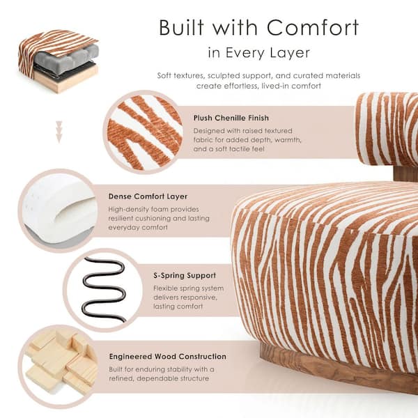 Furniture of America Vatisen Modern Rustic Orange Zebra Chenille