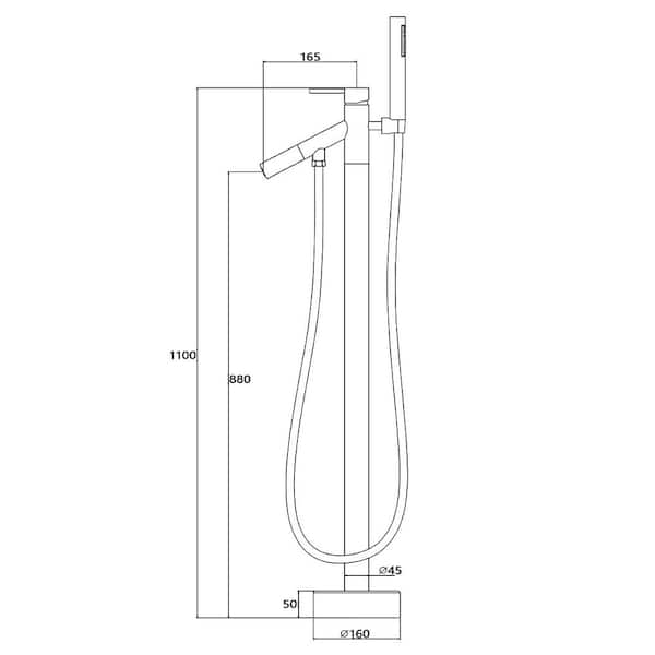 Single-Handle Floor-Mount Freestanding Tub Faucet Filler with Hand Shower in Brushed Nickel