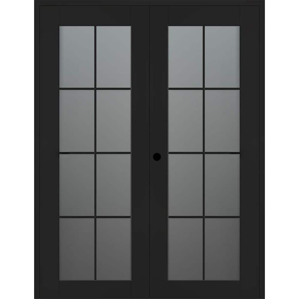 Avon 8 Lite N 72 in. x 96 in. Right Active 8-Lite Frosted Glass Black Matte Wood Composite Double Prehung French Door price history on PriceWatchPro