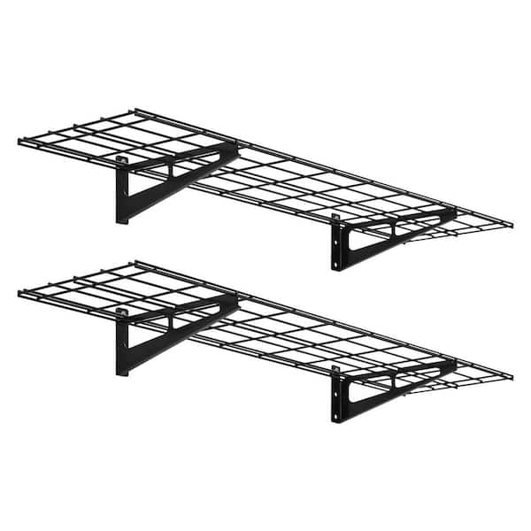 2-Pack, 12 in. W x 48 in. D Garage Wall Shelf, Heavy-Duty 200 lbs. Capacity Steel Frame Scratch-Resistant Finish
