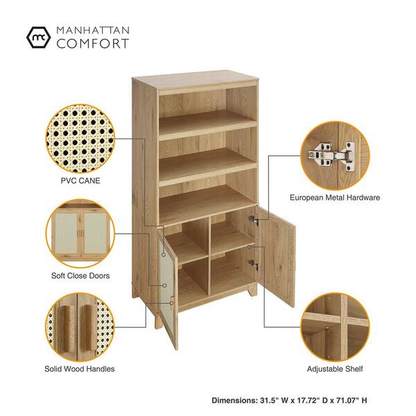 Manhattan Comfort Sheridan Modern Cane 4-Piece Set: Bookcase, TV Stand, Sideboard, End Table in Nature Manhattan Comfort Sheridan Modern Cane 4-Piece Set: Bookcase, TV Stand, Sideboard, End Table in Nature