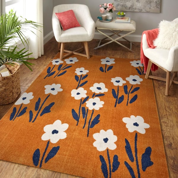 Area rug Nwprt #72 Modern gray floral soft pile size option 2x3 4x5 5x7 8x11 
