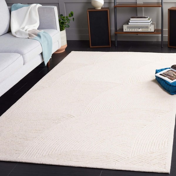 Textural 3 ft. x 5 ft. Ivory Monochrome Geometric Area Rug