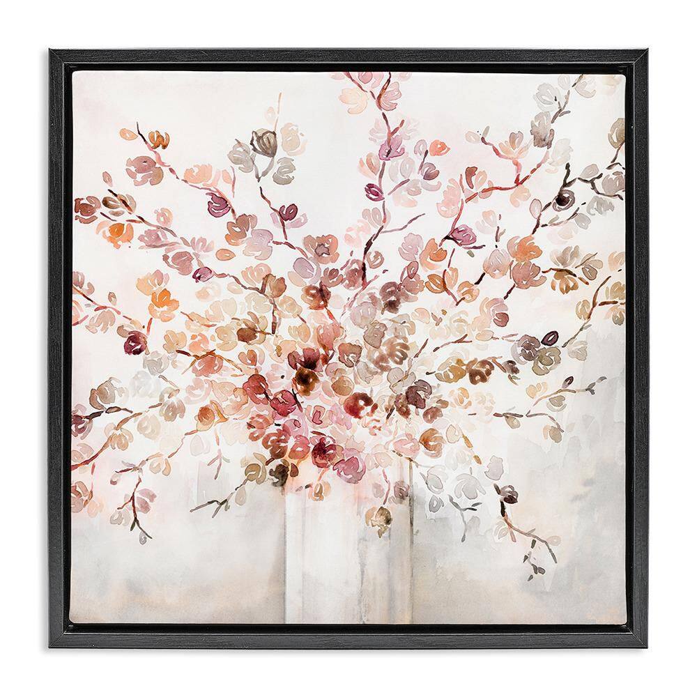 Abstract Warm Floral Vines by Kristen Brockmon Black Floater Frame Nature Graphic Art Print 25 in. x 25 in.