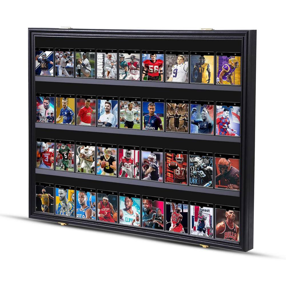thumbnail image 2 of Wall Mount Sports Card Display Case For 24 Graded Cards – UV Protected Acrylic Door, Walnut Finish – Perfect For Baseball, Football, Basketball & Hockey Collections 2 of 11