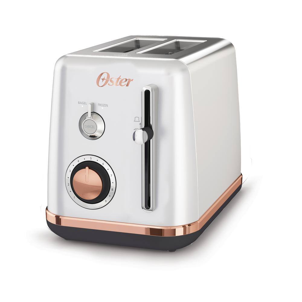 Oster Metropolitan Collection 750 W 2Slice Silver/Rose Gold Accents