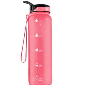 32 oz. Tritan Plastic Water Bottle with Time Marker - Pink