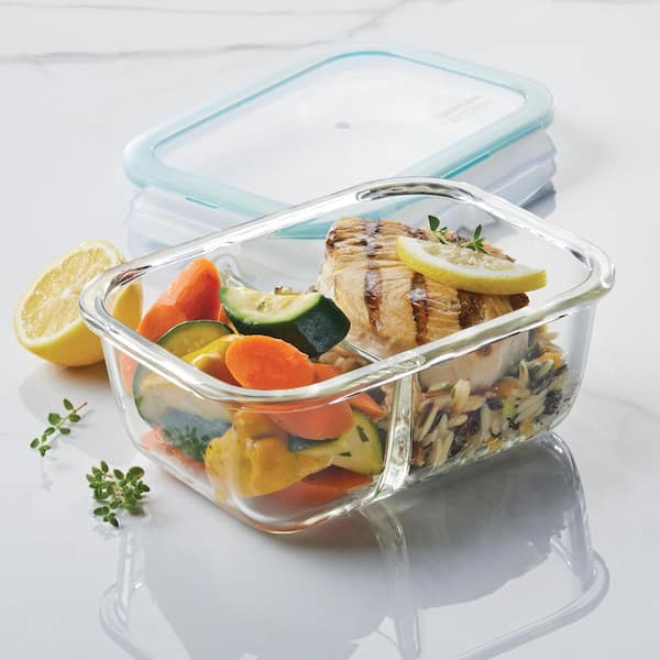 LocknLock Performance Glass 3-Piece 25 oz. Divided Rectangular Food Storage  Containers Set 09197 - The Home Depot